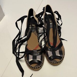 Burberry Black and White Check Espadrilles